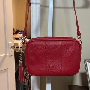 Pom Pom London Red Leather Crossbody Bag